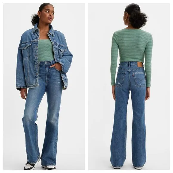 NEW Levi’s 70’s High Rise Flare Premium Jeans Distressed Womens Size W27 L32 - Image 2