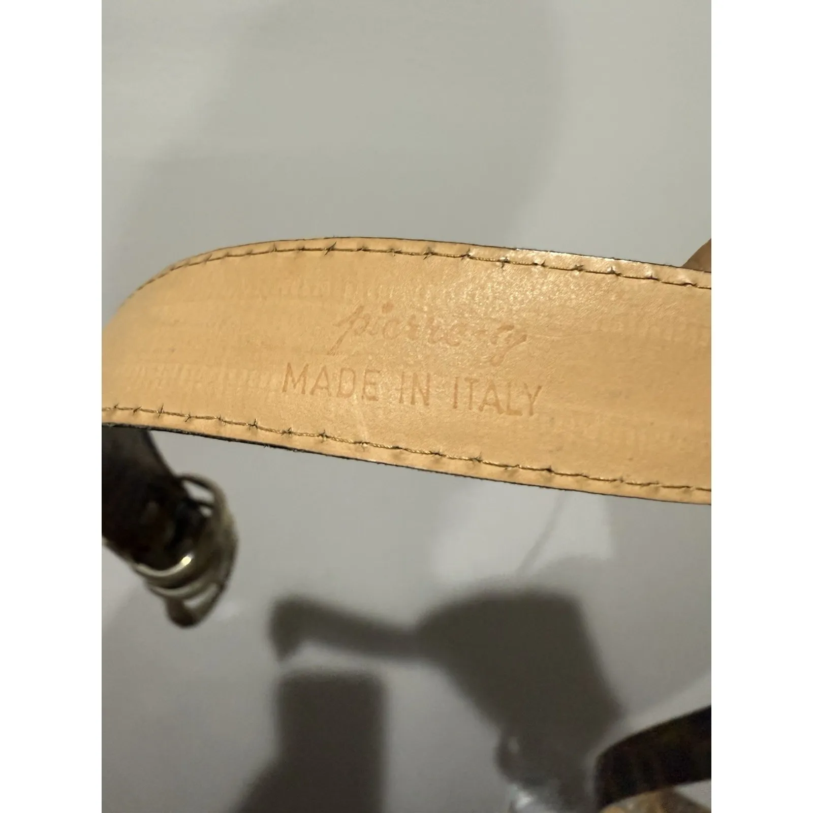 VTG Pierre G Size 40 Crocodrillo Calf Belt Made in Italy Exquisite Black Western Brown - Image 8