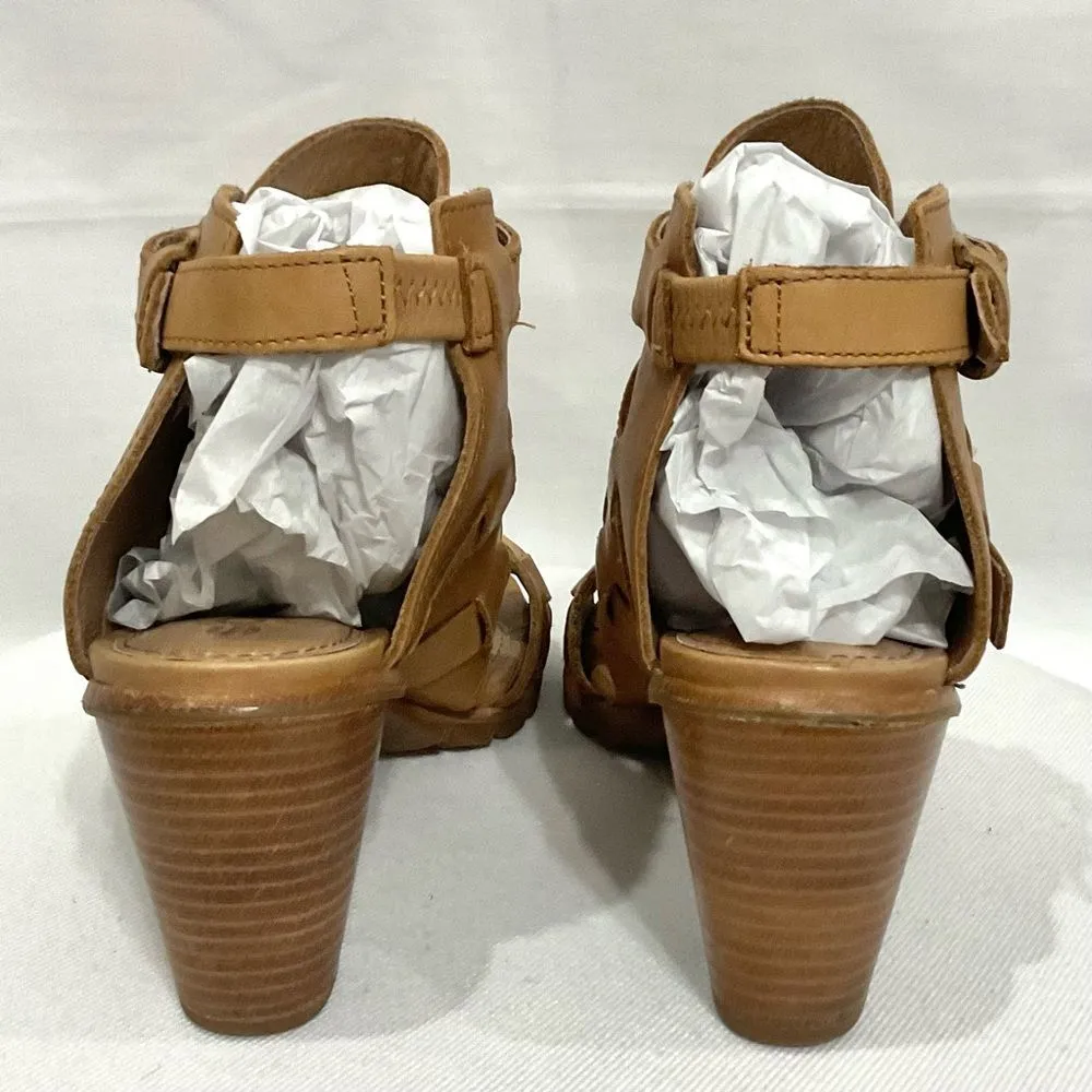 Sorel Nadia Buckle Bootie Sandals in Camel Sz 7.5 M Leather Strappy Open Toe - Image 5