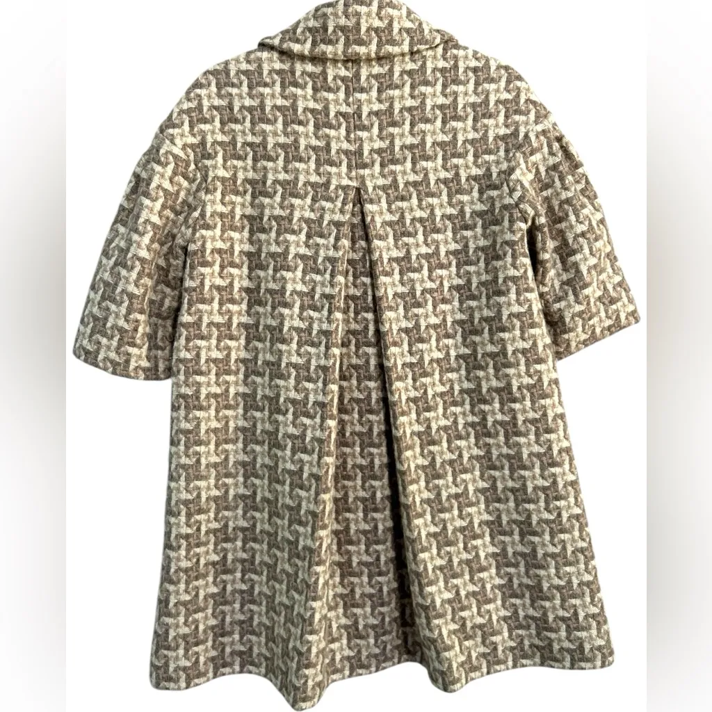 Elevenses Anthropologie Womens Neo-Houndstooth Neutral Alpaca Wool Preppy Coat 4 - Image 2