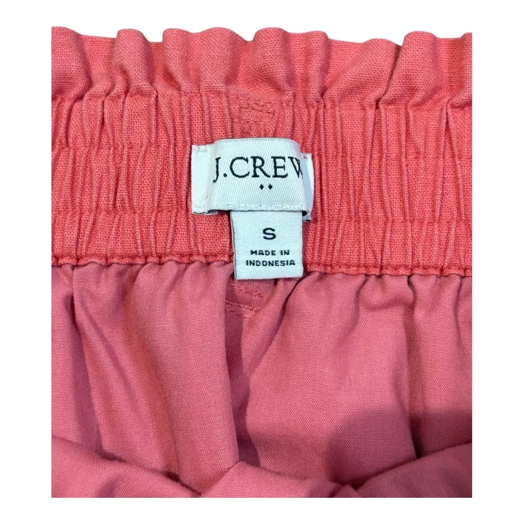 J. Crew Linen Blend Skirt Coral Orange Elastic Waist Pockets Women‎ Size Small - Image 8