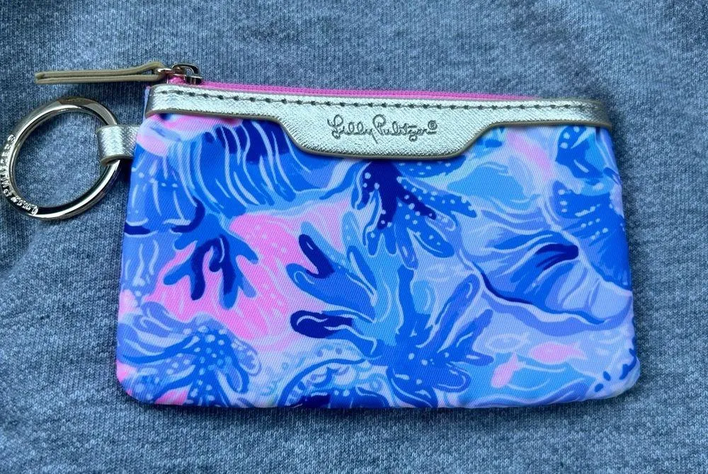 ID Holder Blue Keychain Wallet w/ Zip Close, Cute Card & ID Case - Image 8