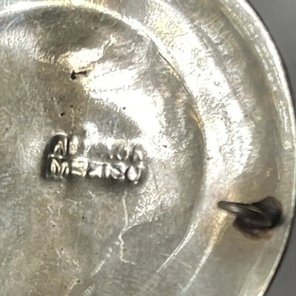 Mexico Alpaca Abalone Mother of Pearl Inlay Flower Mexican Alpaca Silver Pin - Image 4