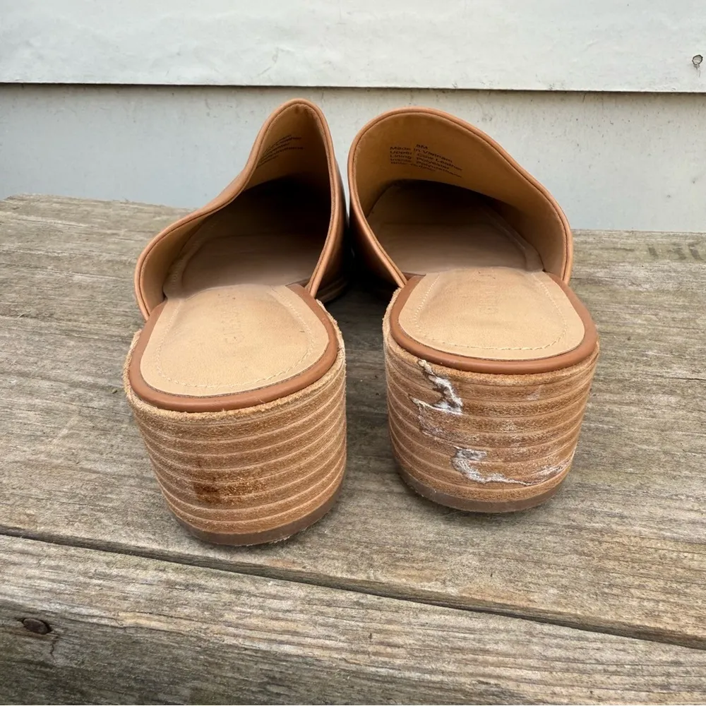 Gibson Latimer Joury Brown Tan Soft Cow Leather Mules Stack Block Heels 8M - Image 5