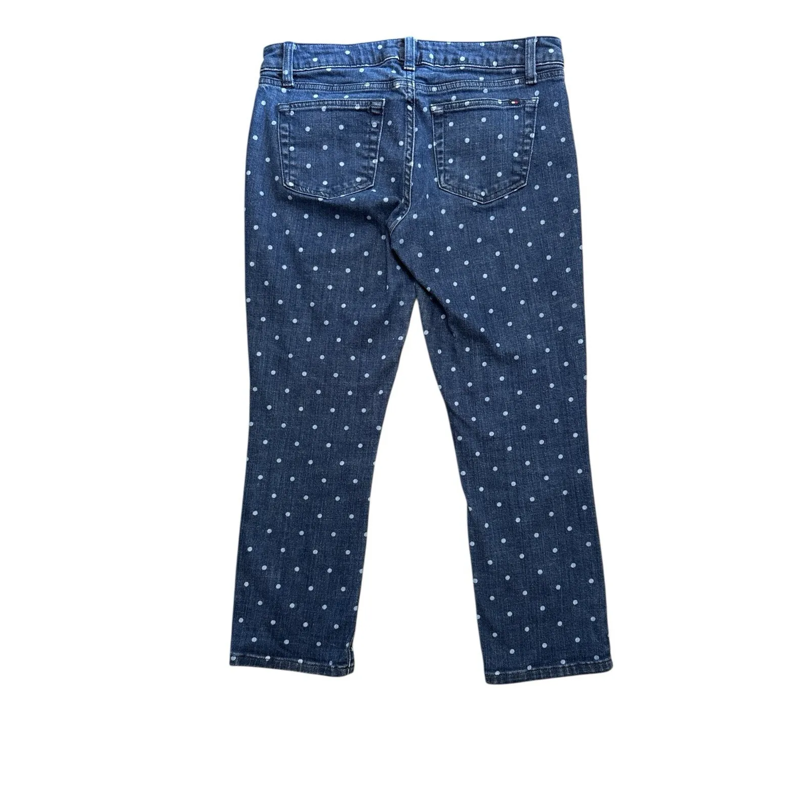 Tommy Hilfiger Jeans Women's Size 4 Blue Polka Dot Denim Cropped Skinny Stretch - Image 3