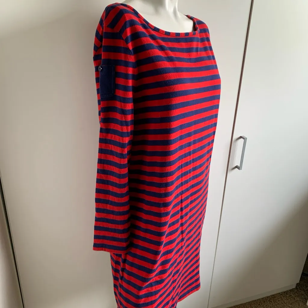 large shirt dress pullover knee length red/blue long sleeve - Image 2