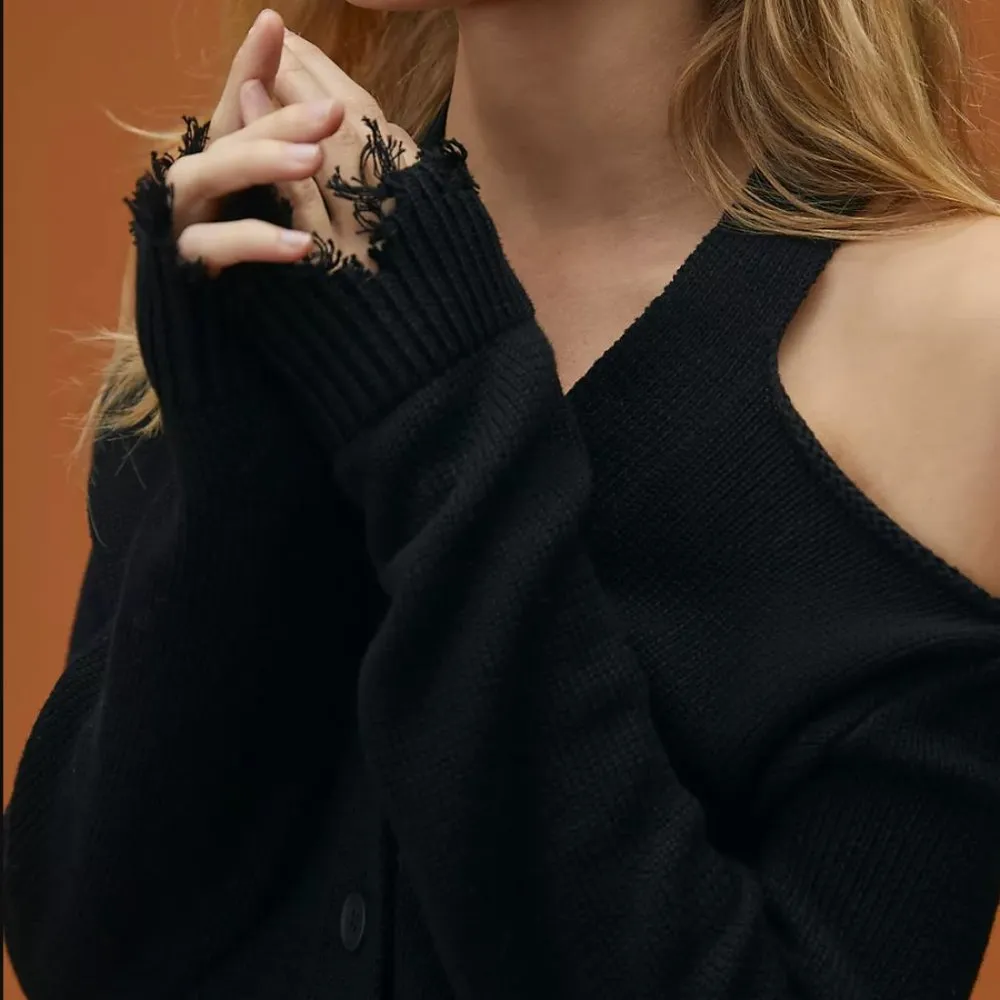 Anthropologie Open-Shoulder Cardigan Sweater Top - Image 2