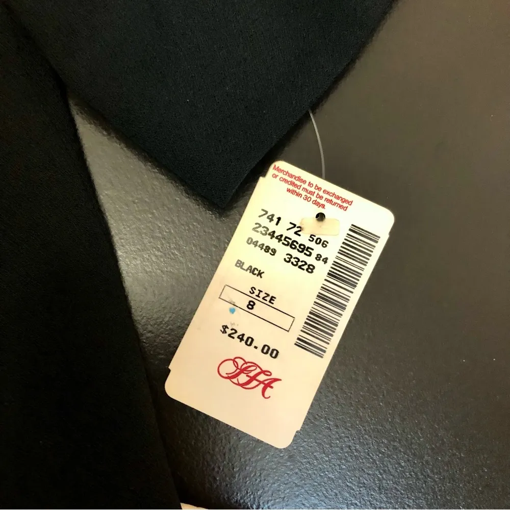 NWT Vintage 80s Saks Fifth Ave Rimini Midi Dress Sheath Rhinestone AB Buttons M - Image 10