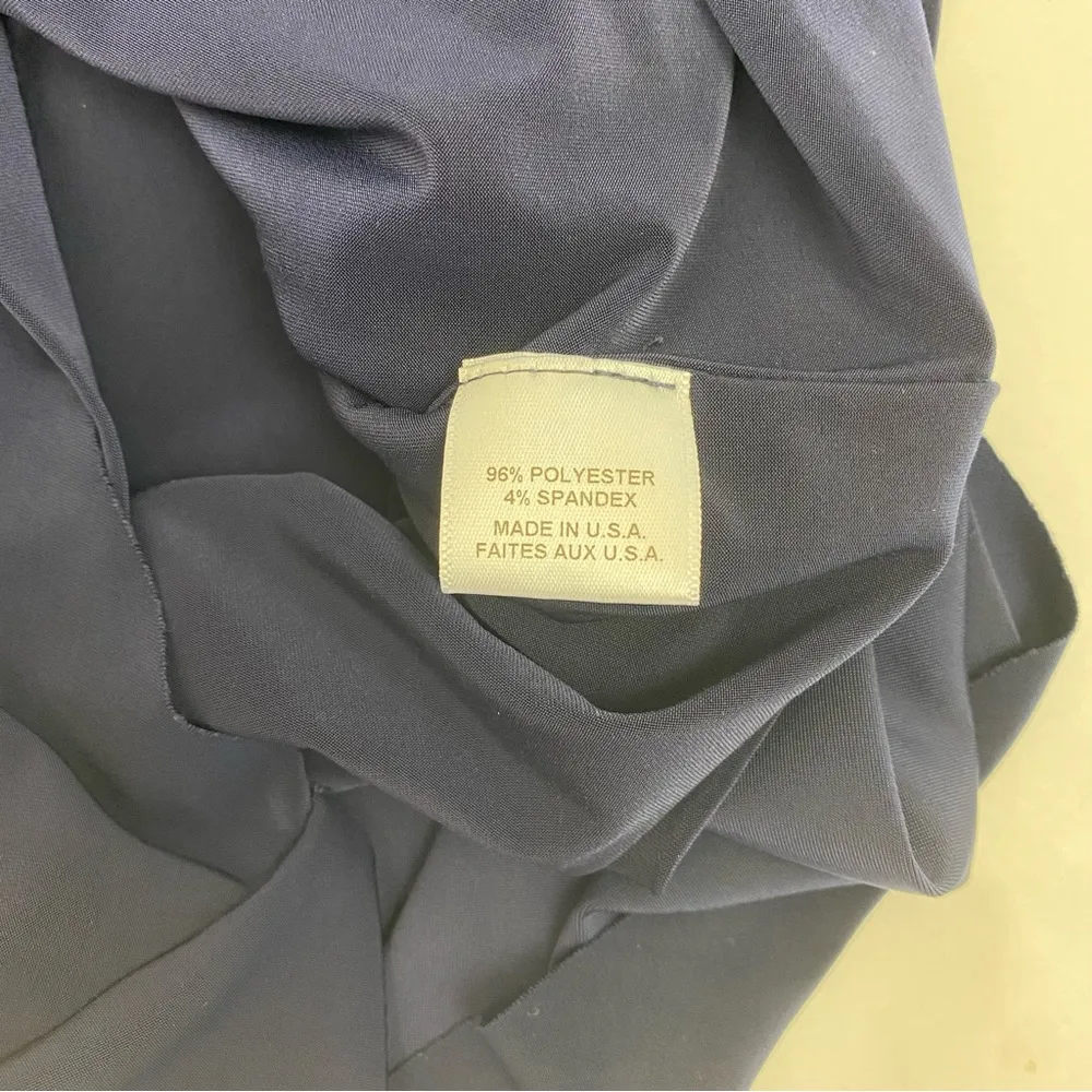 Misa Los Angeles Teget Draped Twist Front Bell Sleeve Mini Dress: Navy Blue - Image 12