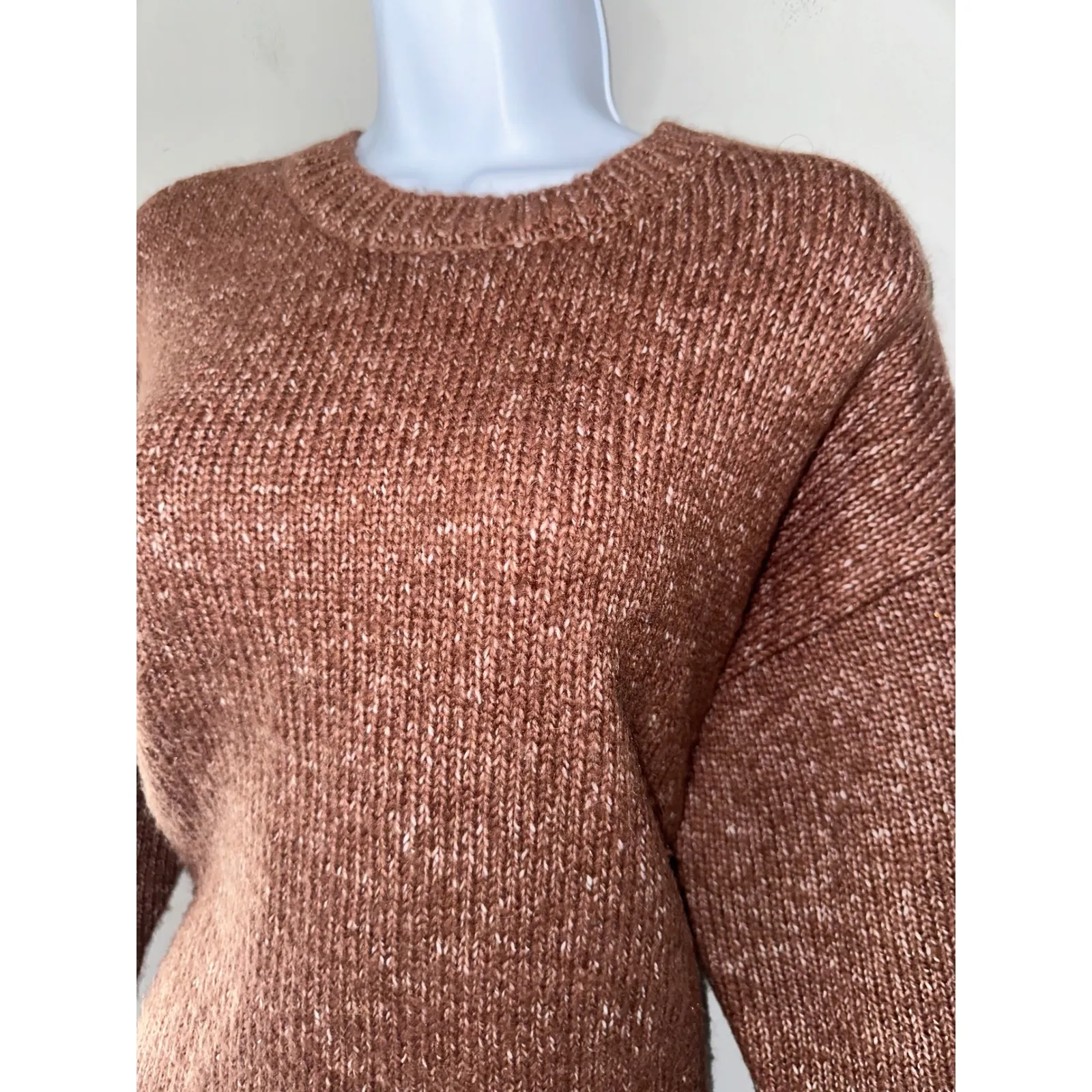 Saltwater Luxe Womens M Sweater Brown Crew Neck Knit Pullover Casual Top - Image 2