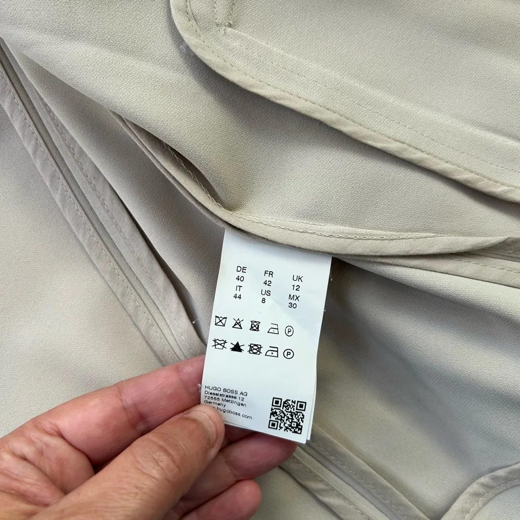Hugo Boss  Katalla Crepe Open Front Blazer Size 8 Beige Cream Modern Minimalist - Image 4