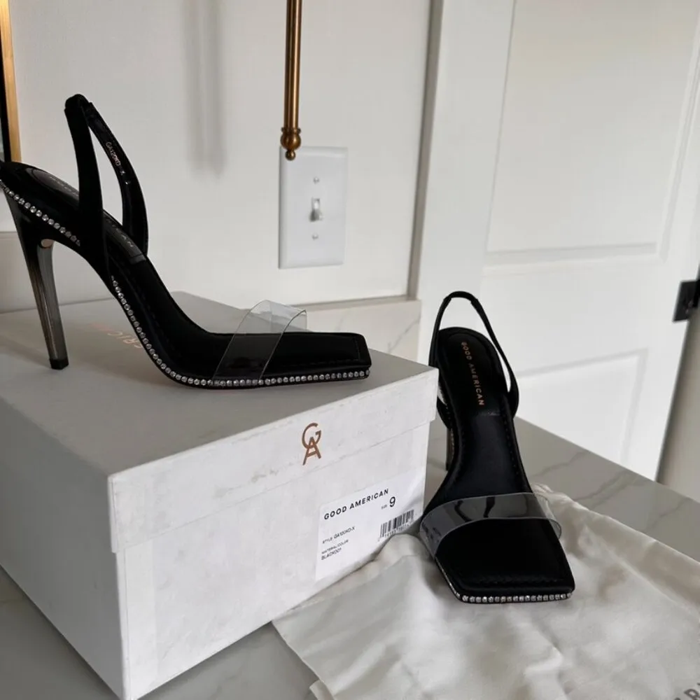 Crystal Crush Lucite Satin Rhinestones Stilletto Heels SZ 9 - Image 10