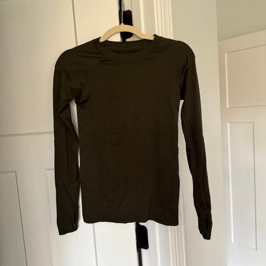 Lululemon Rest Less Pullover Green Long Sleeve Crewneck Workout Top seamless - Image 4
