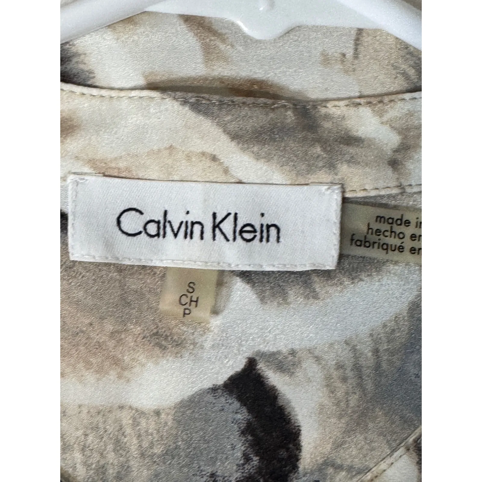 Calvin Klein Floral Print Button Down Shirt Women Size S Sheer Lightweight - Image 3