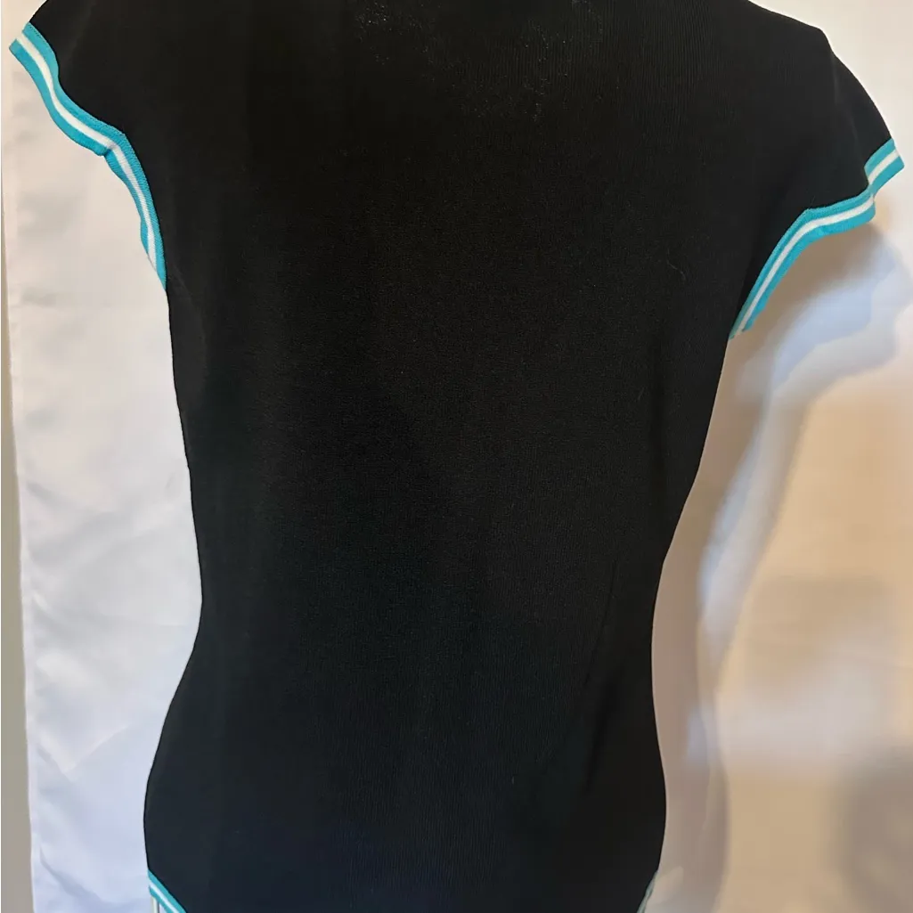Onia Black Blouse with Aqua Accents - Image 4