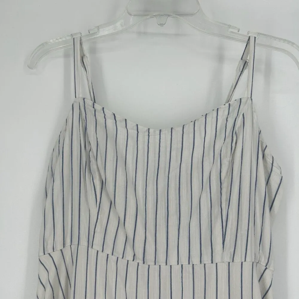 Old Navy White Blue Stripe Mini Cami Dress Smocked Sleeveless Beach Size L - Image 2