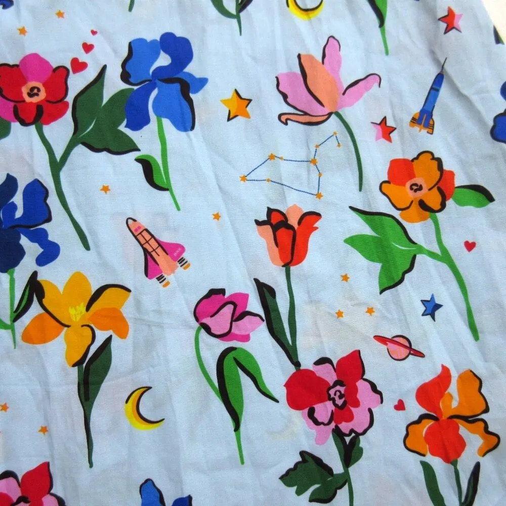 NWT Hill House Sabrina in Light Blue Space Floral V-neck Cotton Midi Dress M - Image 6