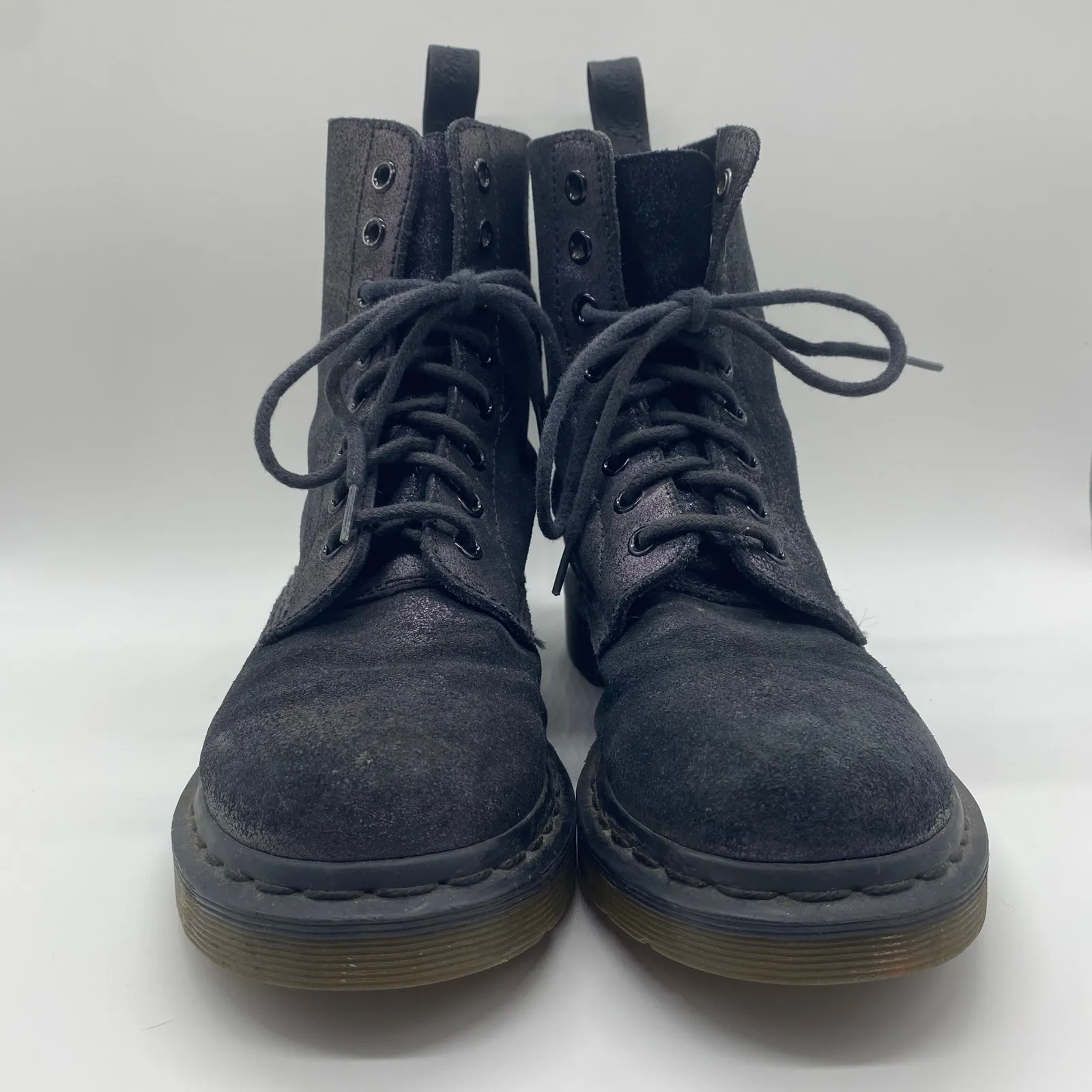 Dr. Martens Pascal Black Leather Combat Boots Shimmer Glitter Women's size 7 - Image 2