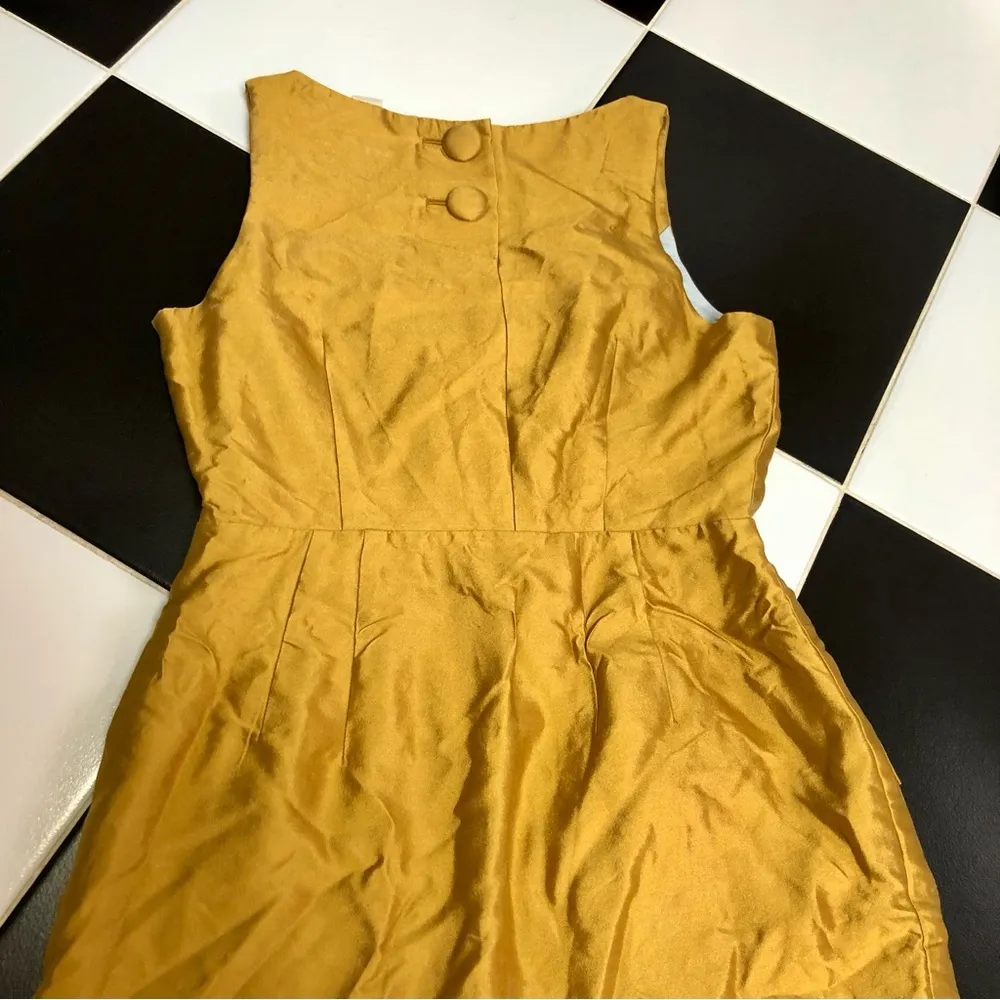 Anthro Maeve Sleeveless Sheath Dress Chardonnay Sheen Mustard Golden Yellow sz 8 - Image 7