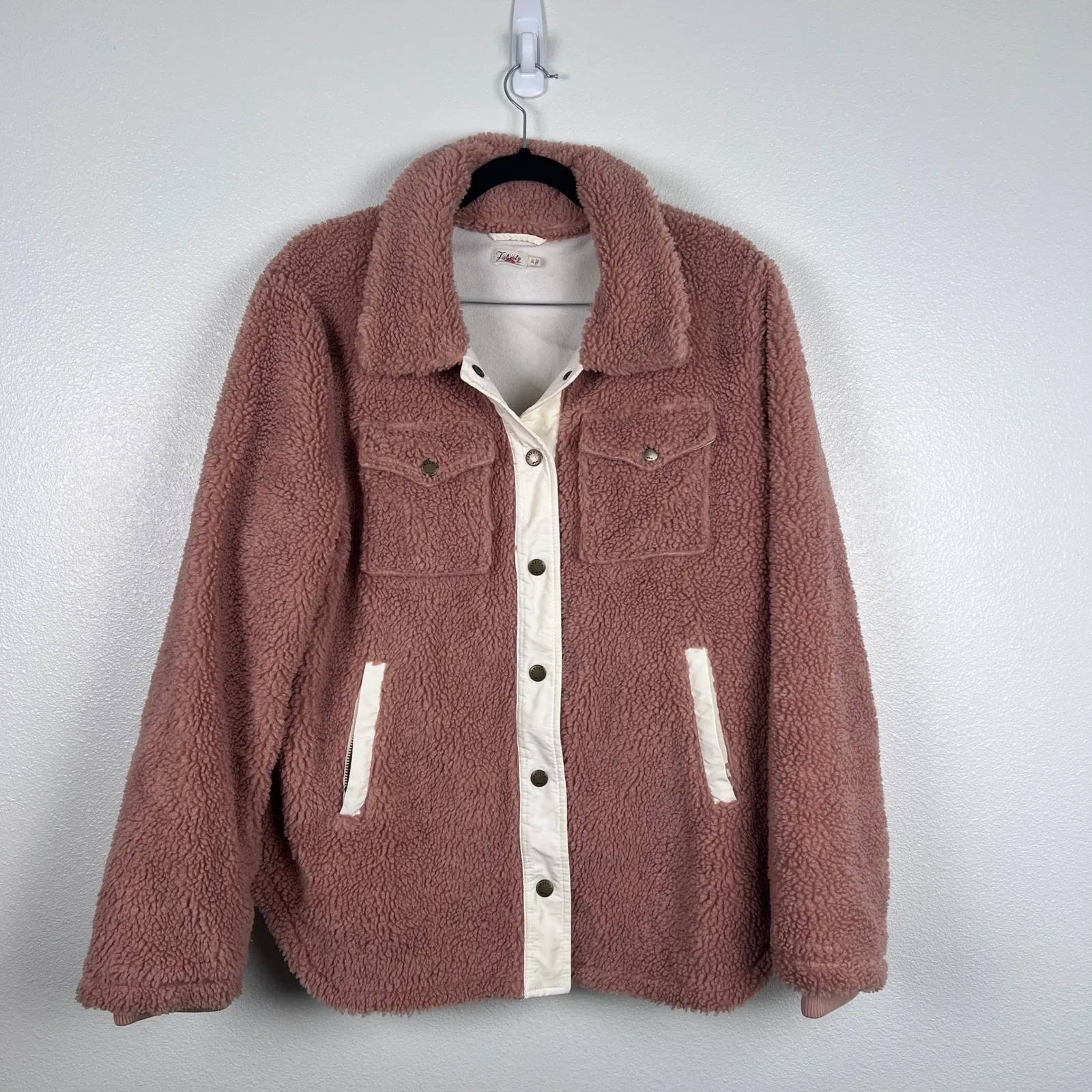 Faherty Women's Eldridge Sport Sherpa Jacket Pink Sz XL - Image 4