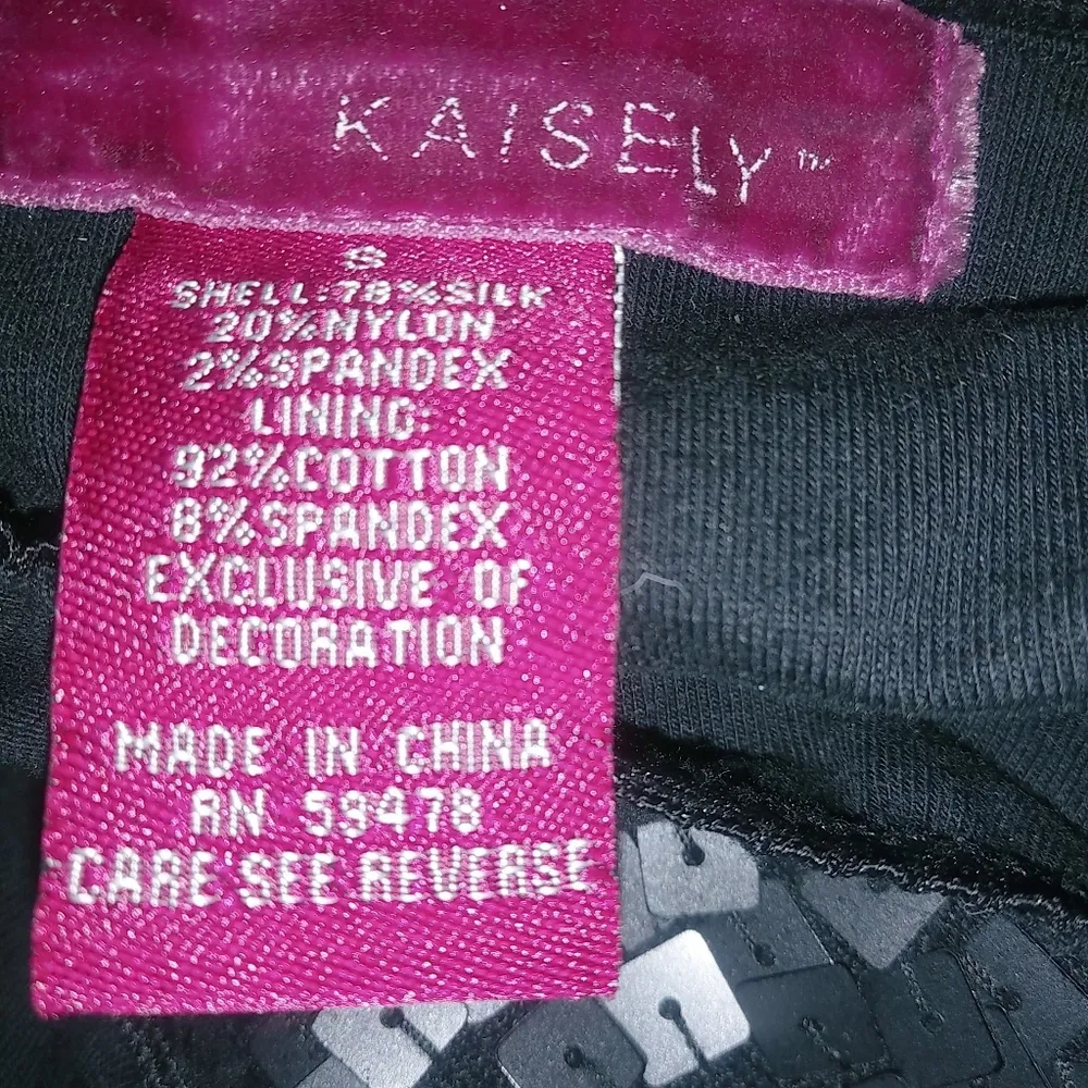 Kaisely 8 Silk Tile Sequined Halter Top Black Evening Formal - Image 2