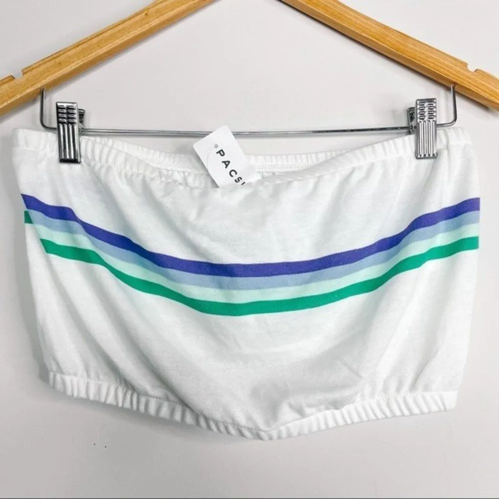 Me to We Pacsun White Striped Retro Bandeau Crop Top Tube Top - Image 61