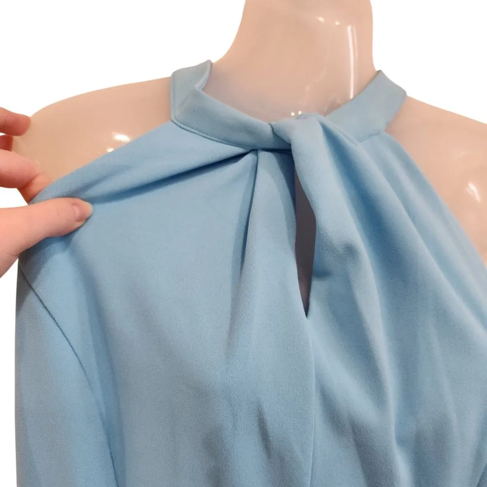 Julia Jordan Twist Halter Midi Cocktail Sheath Dress Sleeveless Blue Size 10 - Image 8