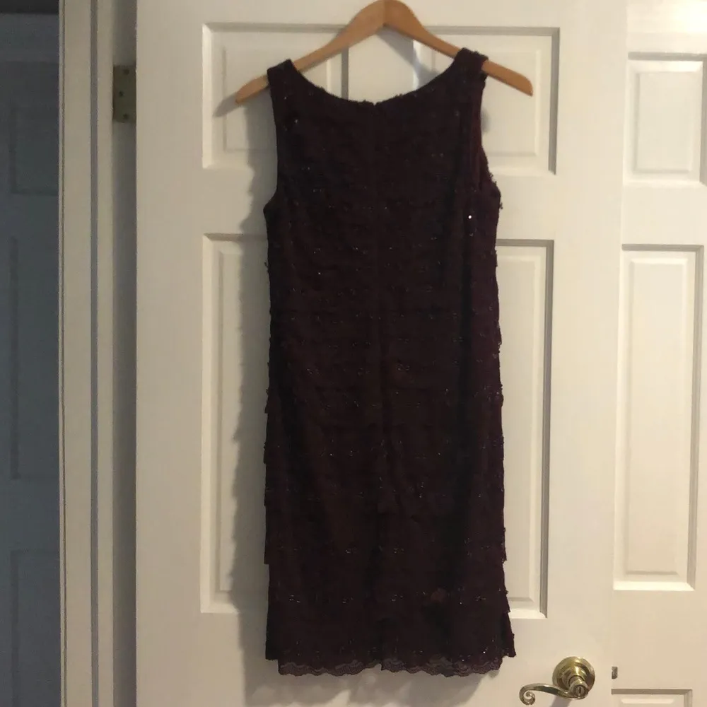 Women’s Burgundy Beaded Dress Size 10 - Image 2