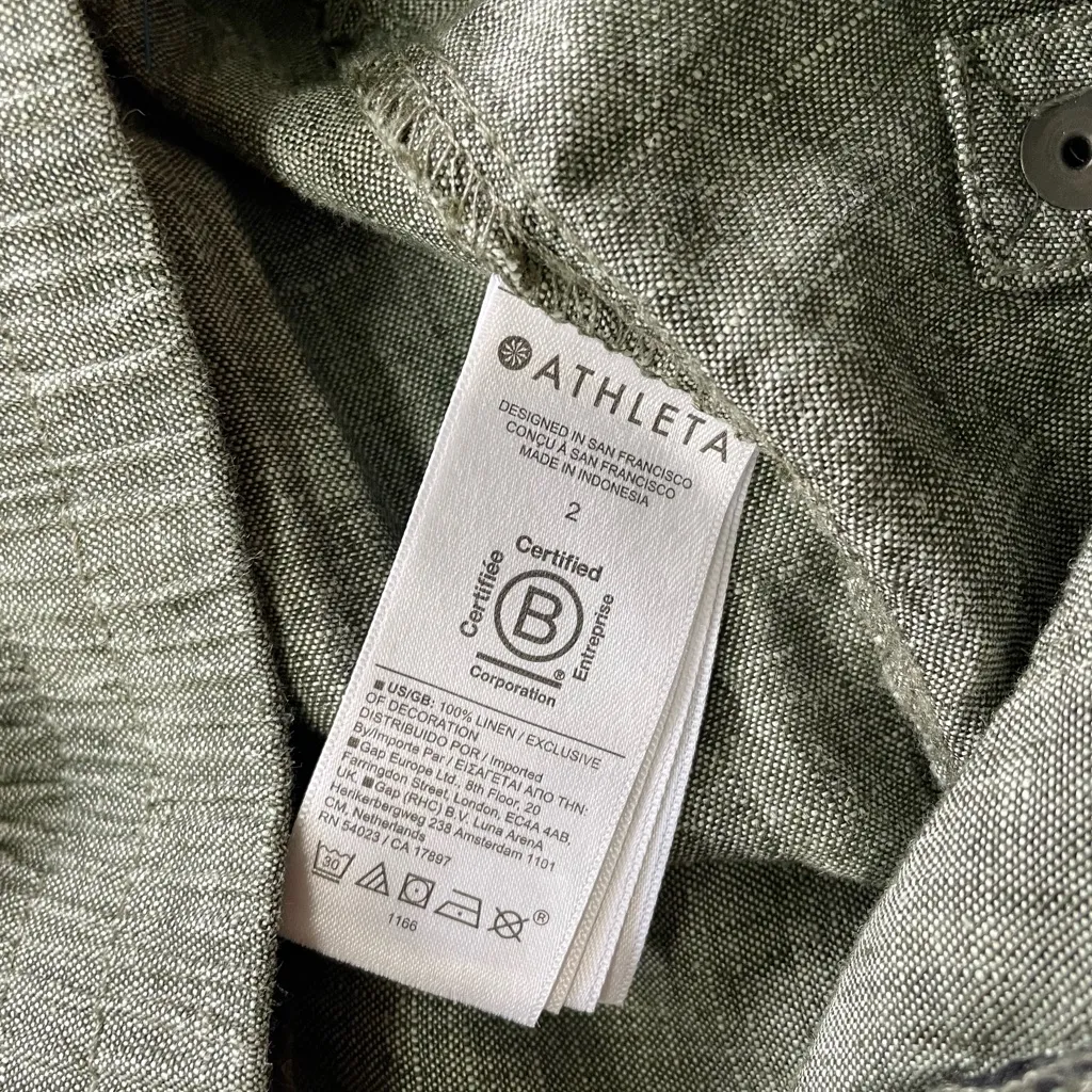 Athleta Voyager Cropped 100% Linen Pant in Heather Green with Pockets - Size 2 - Image 12