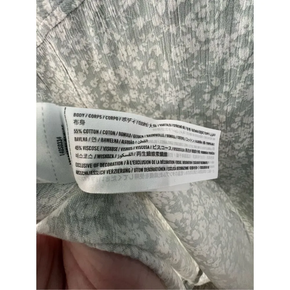 Abercrombie And Fitch Green and White Floral Button Up Collared Shirt - Image 5