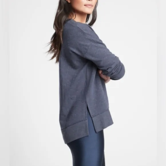 ATHLETA Balance Pullover Crewneck Sweatshirt in Navy Multi Nep Size L - Image 4