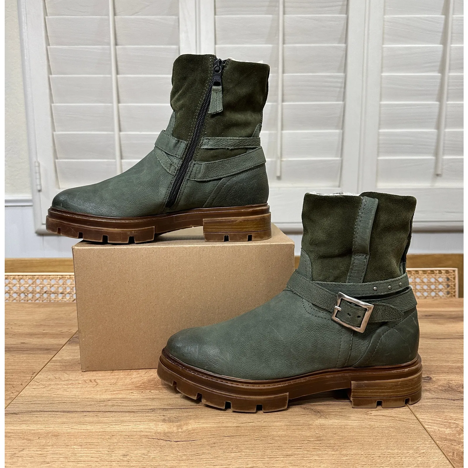 Miz Mooz Bonney Fur Lined Boots Forrest Green Leather Size 8.5/9 US 39 EU NWOB - Image 3