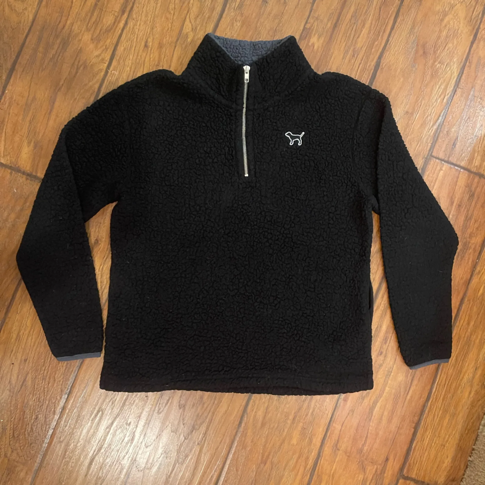 PINK Victoria's Secret Black Sherpa Fleece top 1/4 zip size Xsmall - Image 4