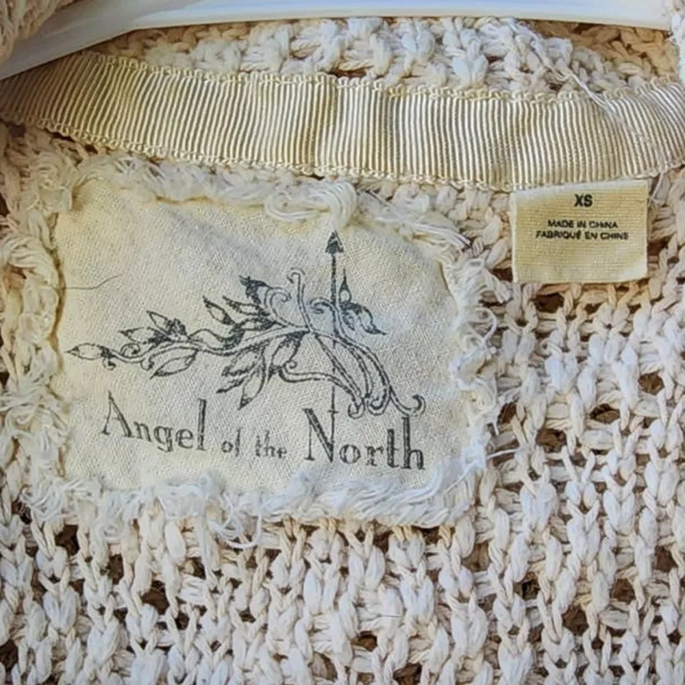 Anthropologie Angel of the North Cream Fringe Cardigan Sweater XS - Image 4