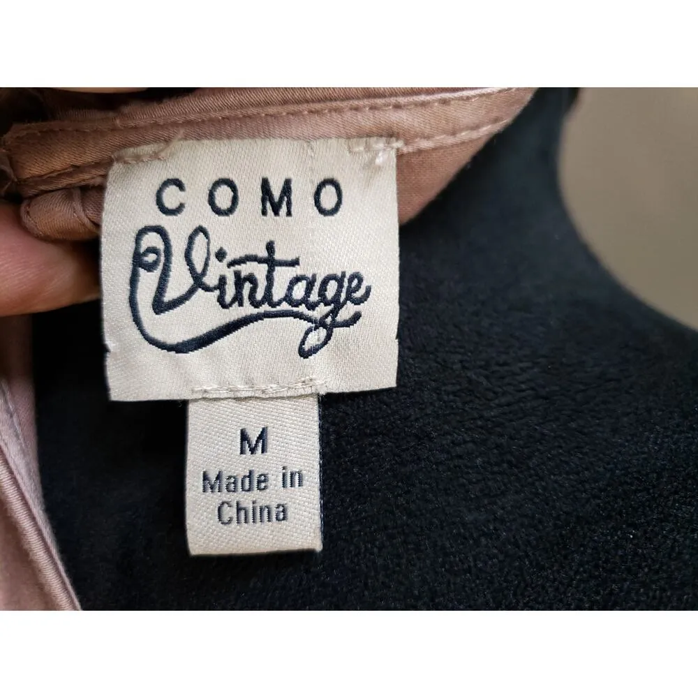 Como Vintage Trim Bell Sleeve Top Women's Size Medium Pink Cotton Boat Neck - Image 7