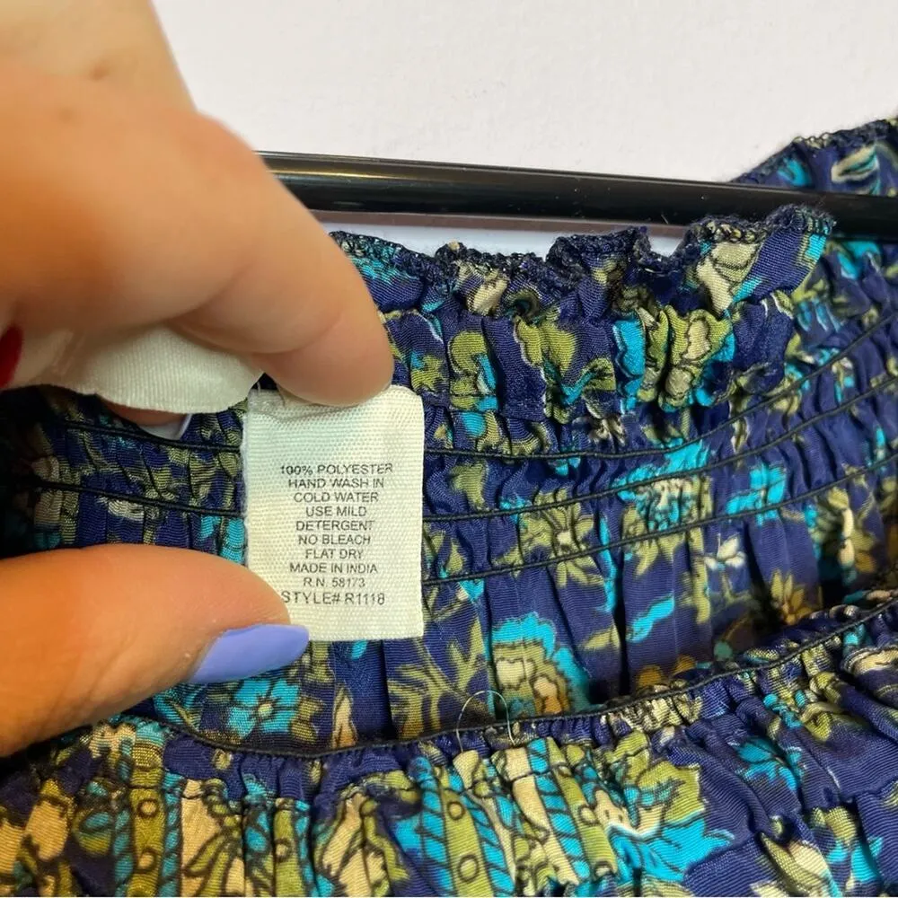 NEW Anthropologie Raga Kassie Pom Pom Romper Blue Floral Womens Size Small - Image 5