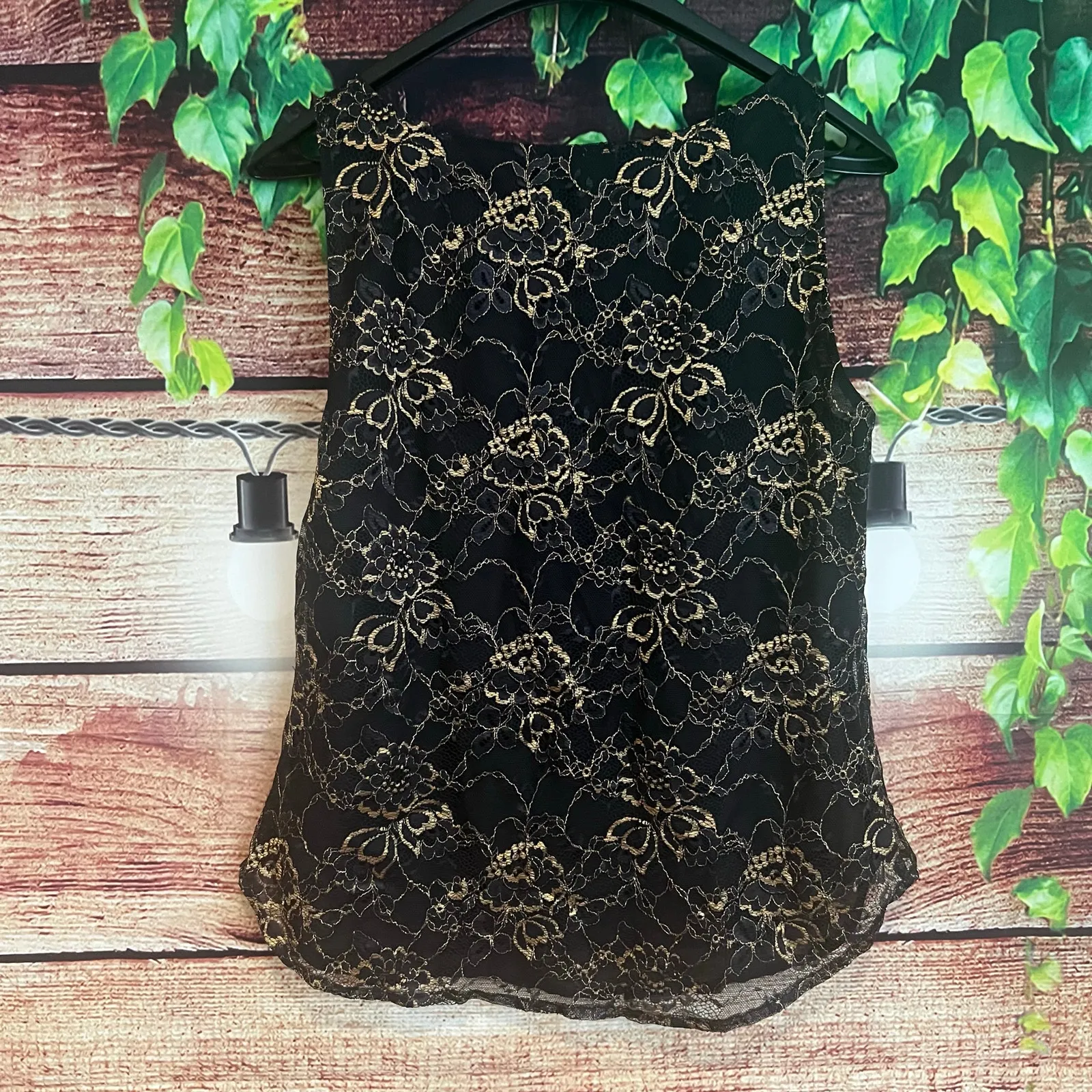 Lauren Ralph Lauren Blouse Top 8 Sleeveless Floral Gold New Year Lined Workwear - Image 4