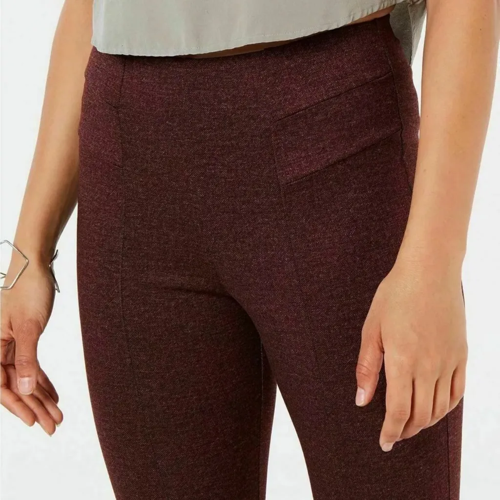 Women’s HUE Tweed Knit High Waist Leggings Sangria Size Small NWT - Image 3