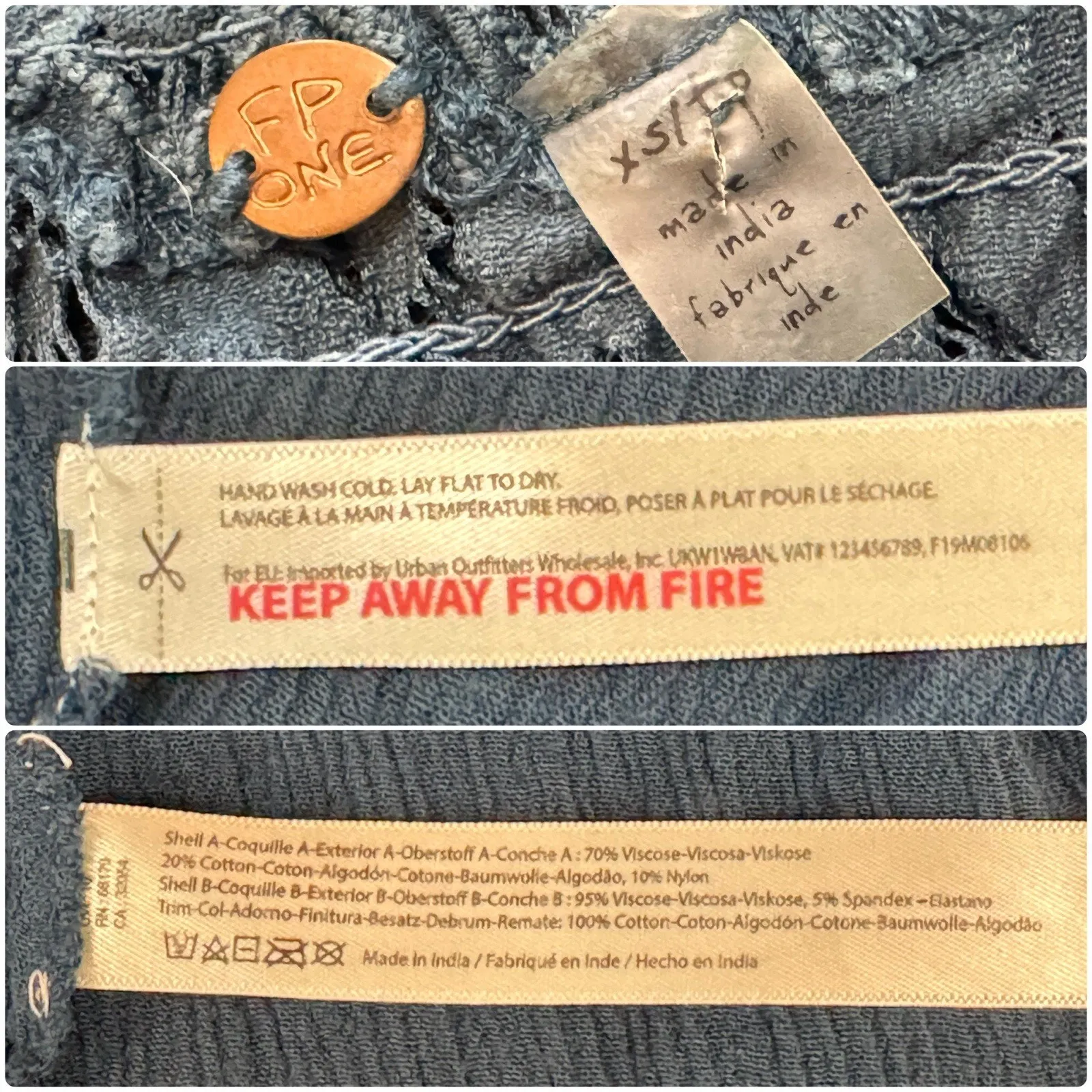 FREE PEOPLE Adella Maxi Slip Dress Teal Blue Lace Boho Chic Crochet Ruffled XS - Image 16