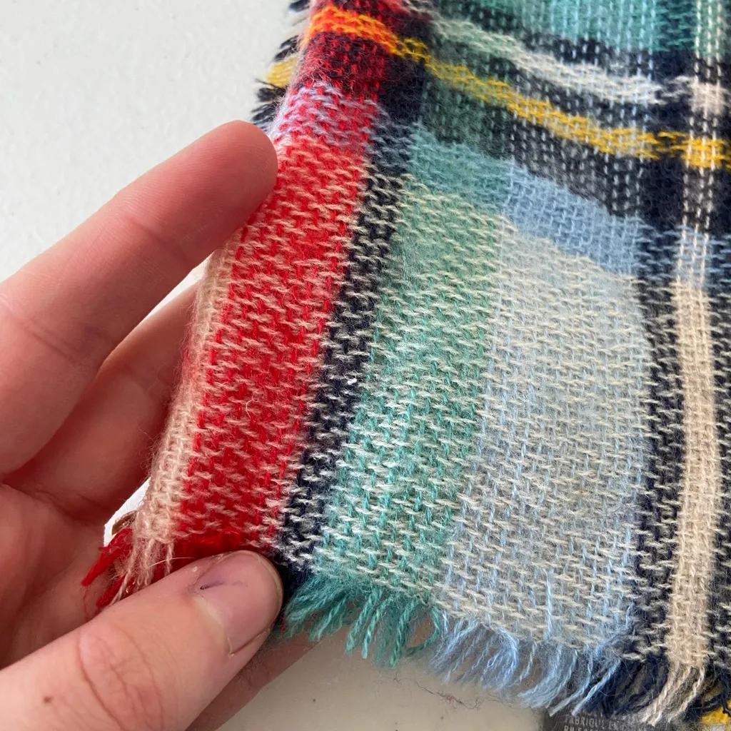 NWOT Aerie women’s‎ multicolor knit distressed edge large blanket scarf 60”x60” - Image 3