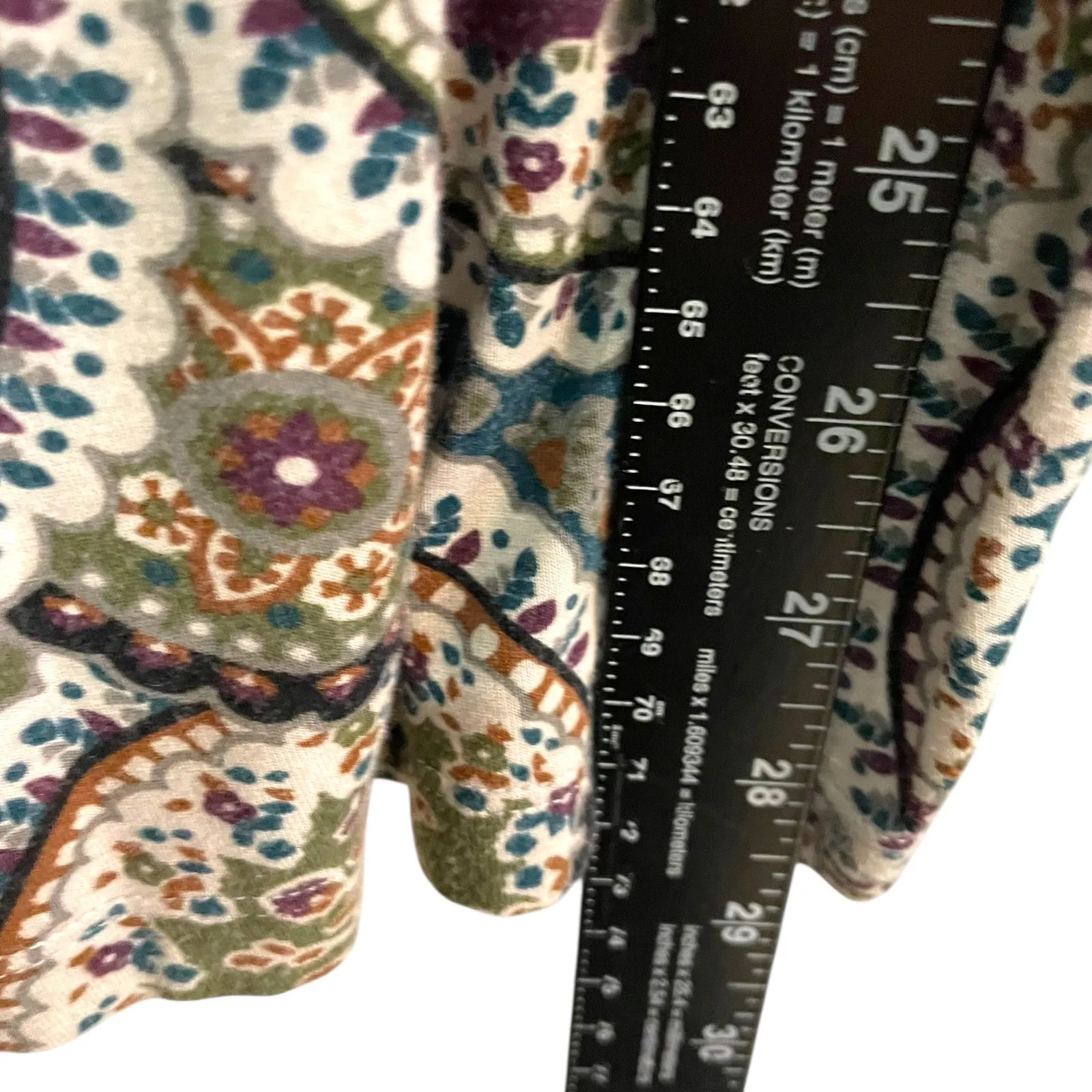 Cable & Gauge Paisley Print Long Sleeve Mock Neck Top Multicolor Women's L - Image 3