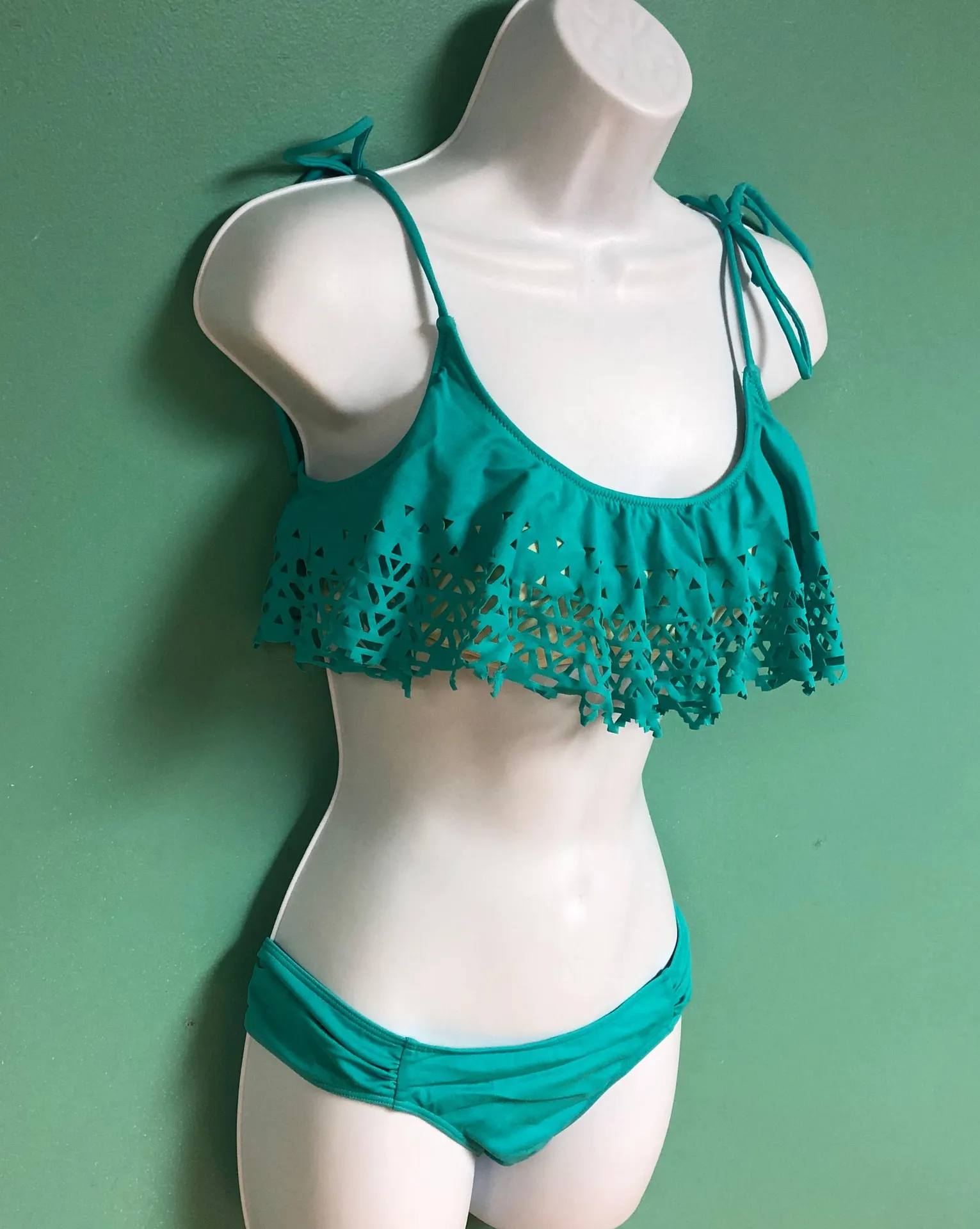 Teal Laser Cut Bikini Set - Image 3