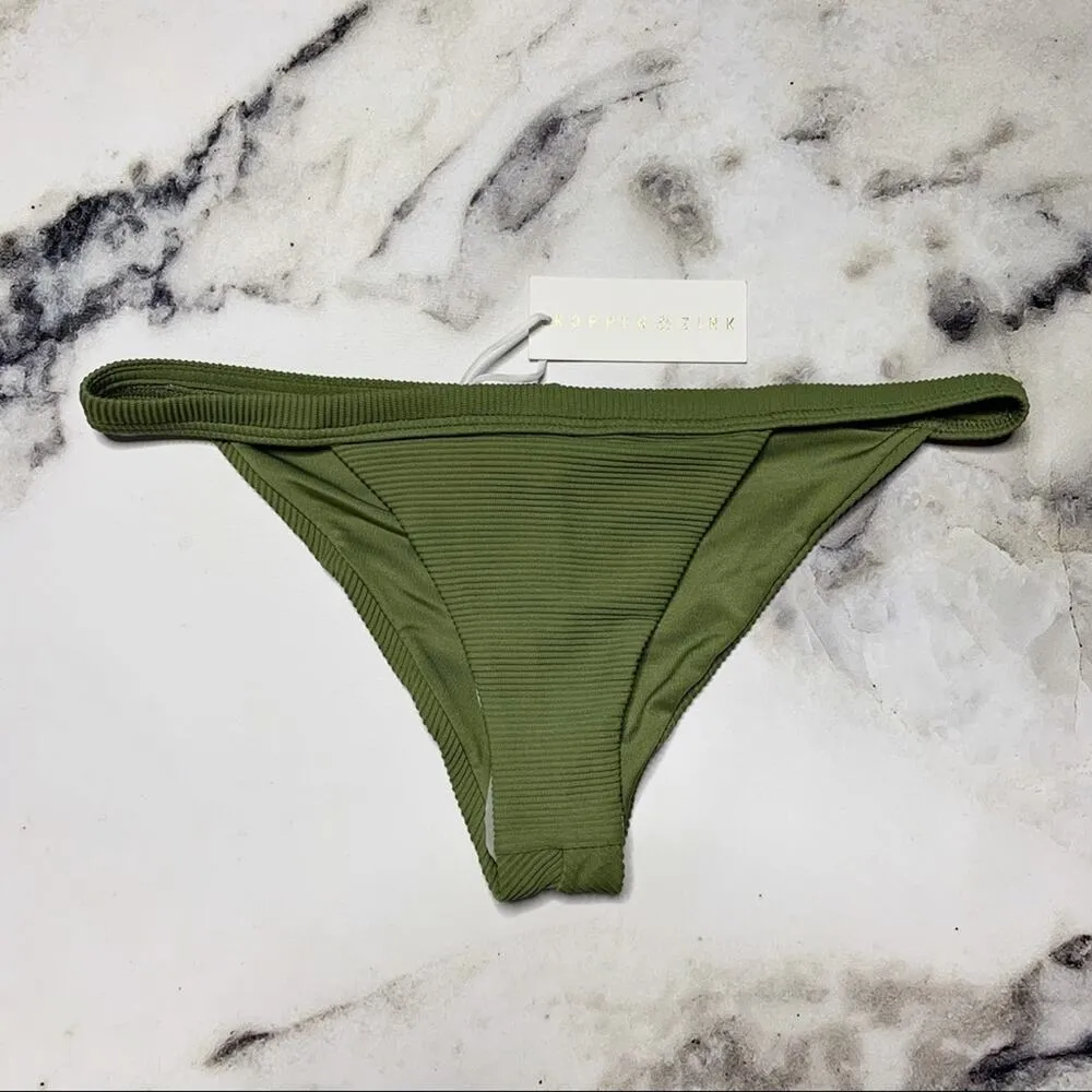 Kopper & Zink Revolve Olive Ribbed Bikini Bottom Green - Image 5
