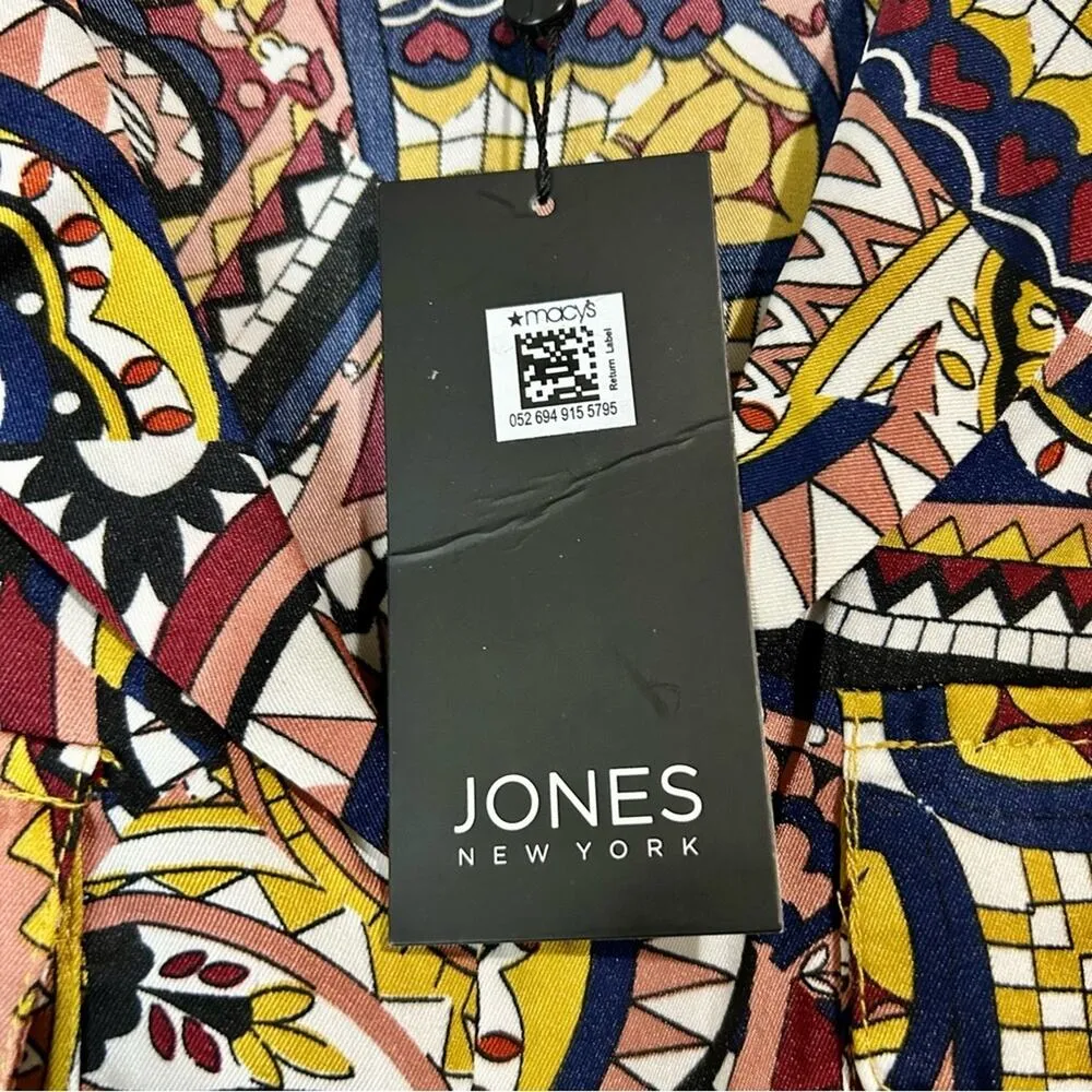 Jones New York Women’s Long Sleeve V Neck Twill Utility Blouse Gold Large NWT - Image 5