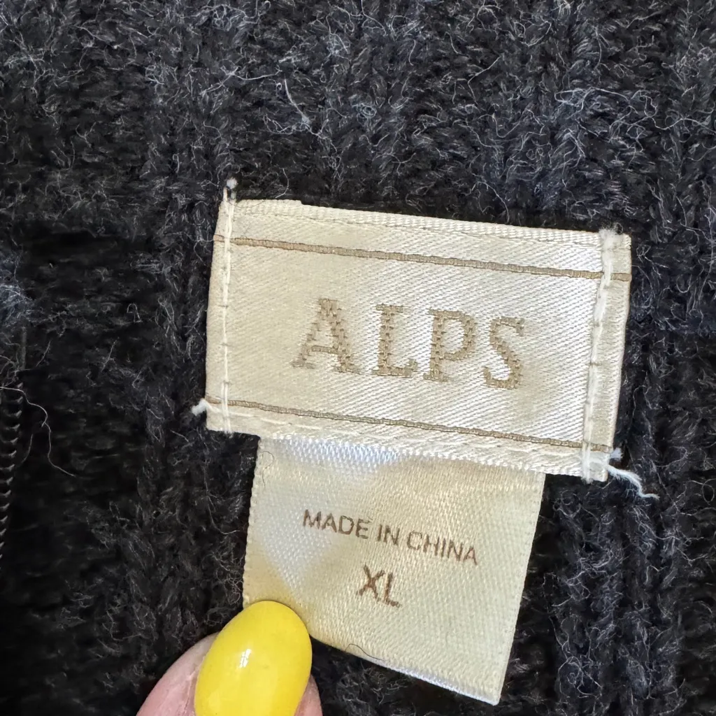 ALPs cable knit zip up sweater charcoal gray size women’s XL - Image 2