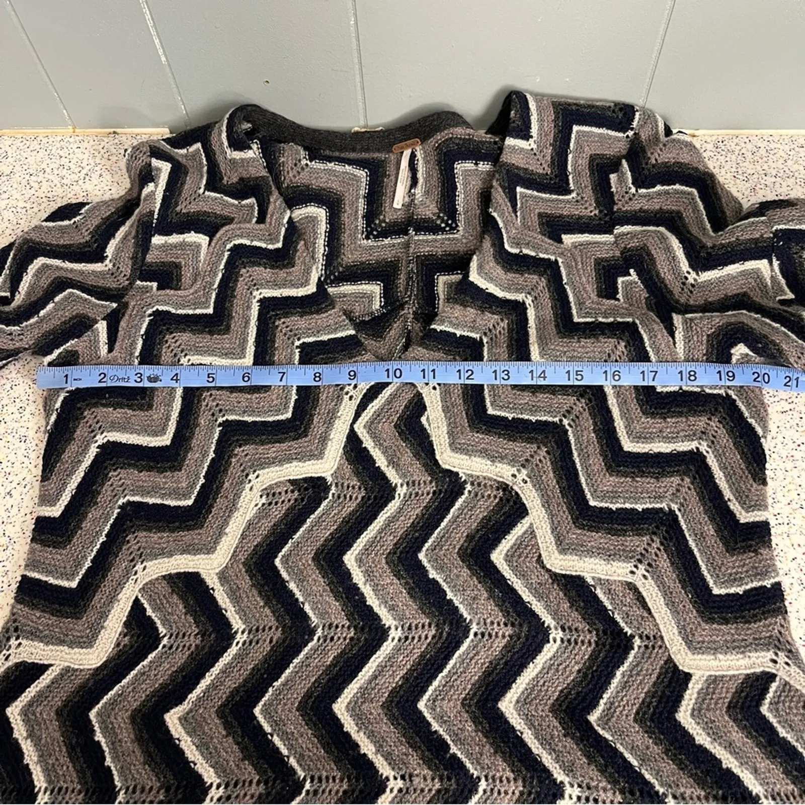 Free People Rhiannon Sweater Dress Chevron Geometric Flared Women’s Size Large - Image 9