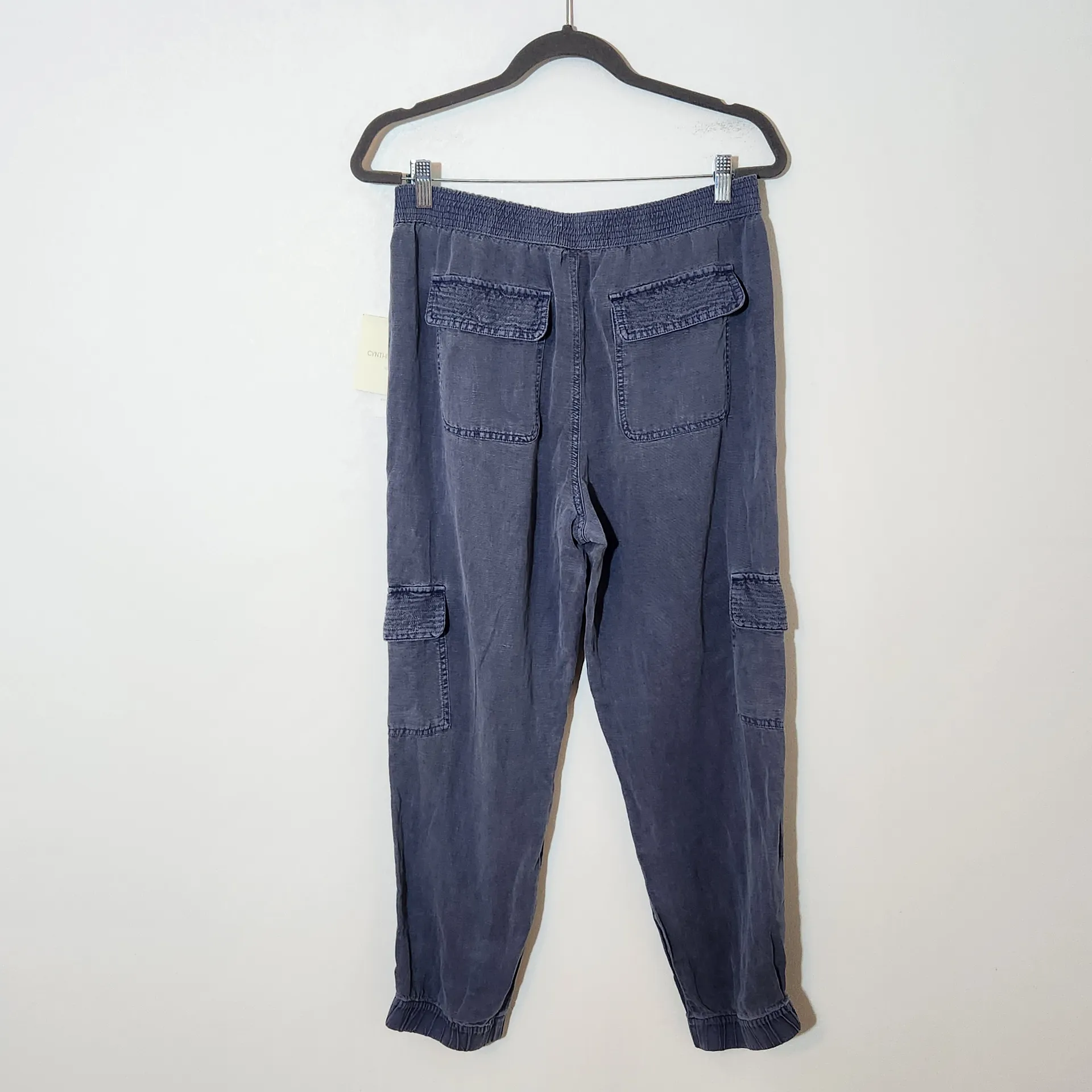 Cynthia Rowley Blue Linen Blend Cargo Jogger Pants NWT Size Large Cargo Joggers - Image 5