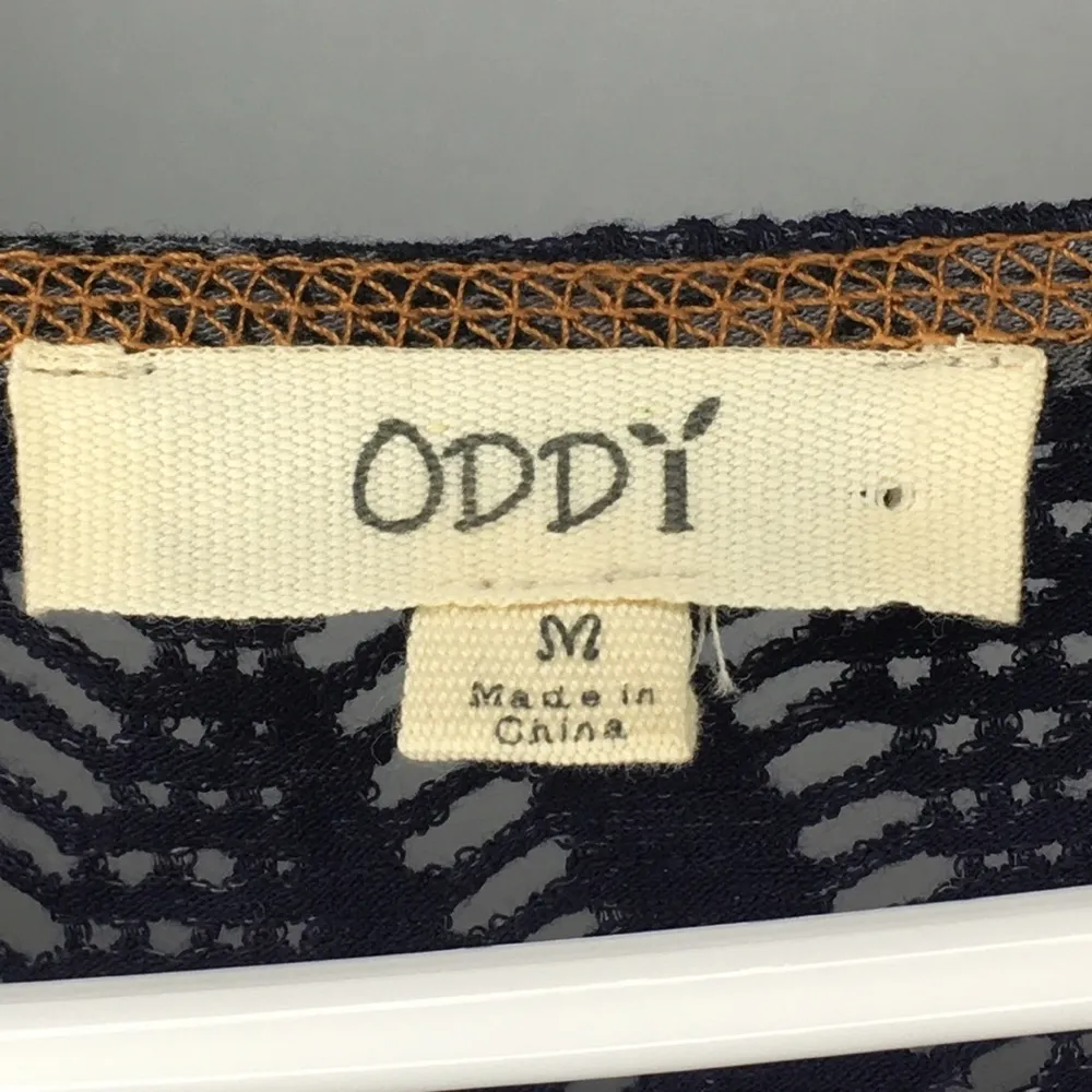 ODDI Boho Navy Knit Tunic Dress Peplum Hem Medium - Image 10