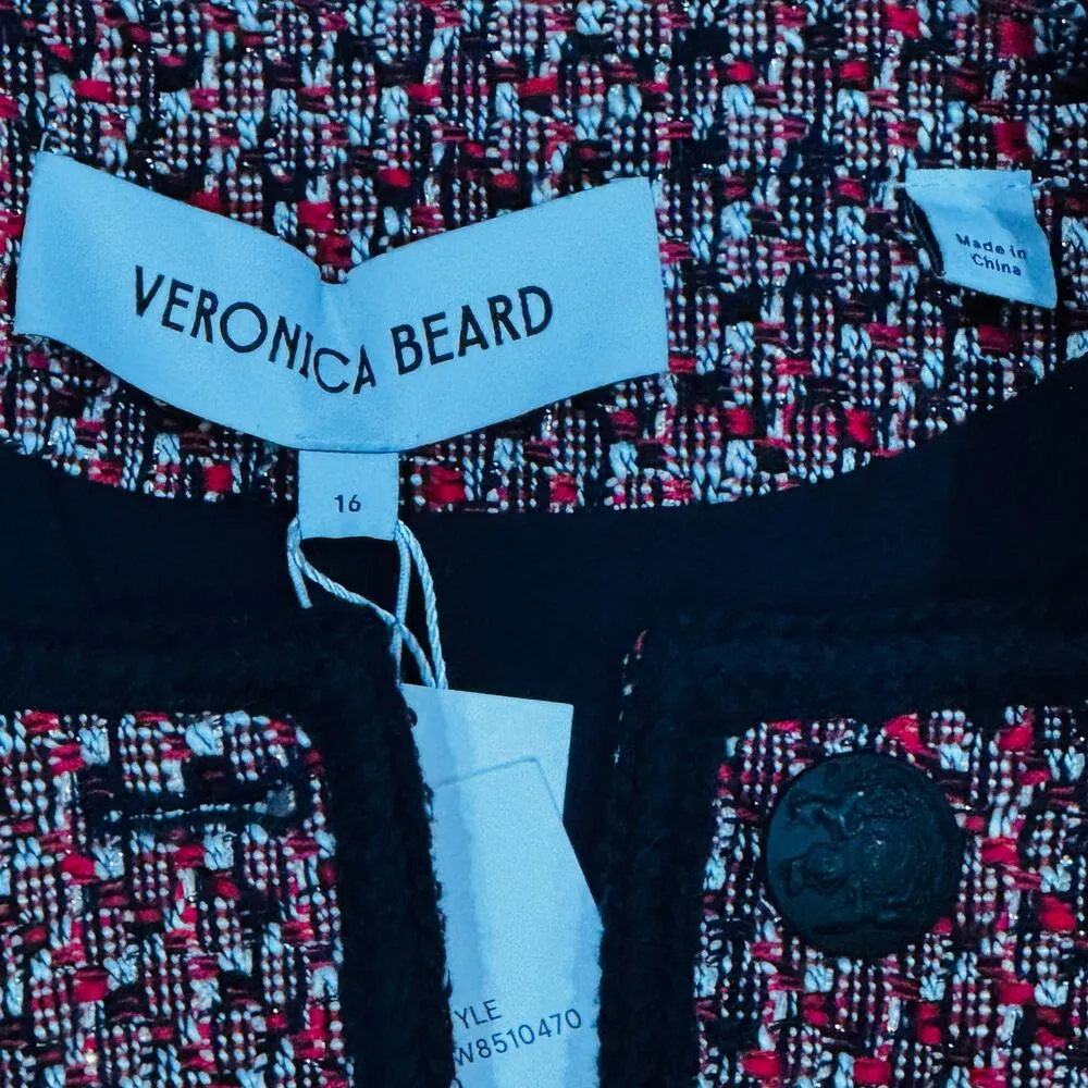 Veronica Beard Ceres Metallic Cotton Blend Tweed Jacket Red Blaze/Navy Multi 16 - Image 9