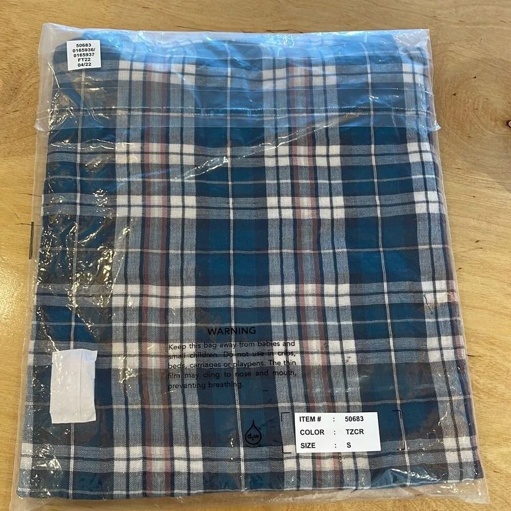 Garnet Hill Organic-Cotton Plaid Popover‎ Size Small NWT Green Black Pink - Image 5